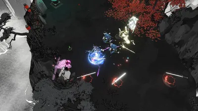Shape of Dreams のモノクロ世界で剣を構えるトラベラーの近接戦闘